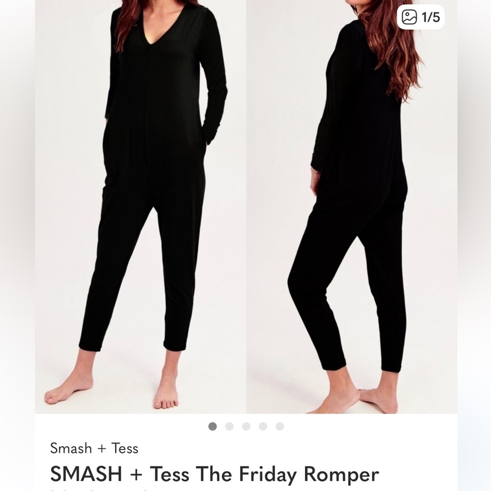 Smash + Tess Black V-Neck Long Sleeve Jumpsuit